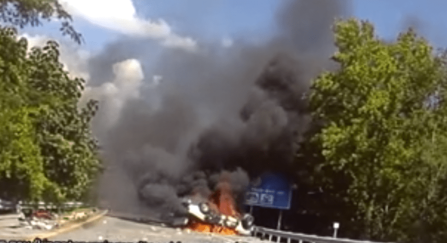 Man on the run after fiery rollover crash involving stolen truck in Kingston Springs